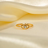 Adjustable 304 Stainless Steel with Cubic Zirconia Cuff Open Rings for Women LS-DT5559-2