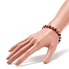 Glass & Iron Round Beaded Stretch Bracelet for Women BJEW-JB08510-01-3