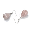 Natural Rose Quartz Dangle Earrings EJEW-P143-C18-2