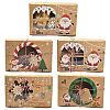 12 pcs 4 Styles Christmas Theme Kraft Paper Gingerbread Candy Boxes with PET Window ST-CJ0010-15-8