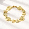 Summer Beach Brass Micro Pave Clear Cubic Zirconia Starfish & Shell Shape Link Chain Bracelets LS-BJEW-C118-02A-G-3