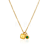 Stainless Steel Pace Green Cubic Zirconia Birthstone Zodiac Gemini Pendant Necklaces for Women ZA6688-1-6