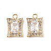 Brass Micro Pave Clear Cubic Zirconia Charms KK-E068-VF224-2