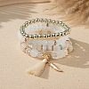 Bohemian Vacation Style Glass Beaded Stackable Stretch Bracelets Set for Women OG4119-7-1