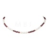 Faceted Round Natural Garnet and Rice Natural Pearl Beaded Necklaces for Women NJEW-JN05816-01-2