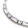 Brass Pave Clear Cubic Zirconia Rectangle & Flat Round Slider Bracelets BJEW-B094-01P-2