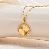 304 Stainless Steel Micro Pave Clear Cubic Zirconia Round Medal Pendant Necklaces WGE37BE-01-2
