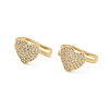 Valentine's Day C-Shaped with Heart Brass Micro Pave Clear Cubic Zirconia Cuff Earrings EJEW-L316-01G-08-4