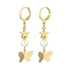 Shell Pearl & Brass Leverback Earrings EJEW-JE05997-1