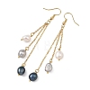 Natural Cultured Freshwater Pearl Tassel Dangle Earrings EJEW-JE07381-01-4