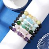 5Pcs Natural Gemstone Round Beads Stretch Bracelet Sets for Women BJEW-JB10981-3