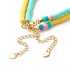 Handmade Polymer Clay Heishi Beaded Bracelets Set with Tiny Heart Charm for Women BJEW-JB07428-4
