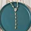 Brass Pave Clear Cubic Zirconia Y Necklaces NJEW-G183-06G-01-3