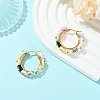 201 Stainless Steel & Resin Beaded Flower Hoop Earrings EJEW-JE07175-01-1