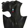 3 Pairs Brass Synthetic Turquoise Dangle Earrings EJEW-JE06589-5