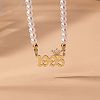 Alloy Crown Birth Year Pendant Imitation Pearl Round White Beaded Necklaces for Women FS-WG173C9-35-1