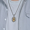 304 Stainless Steel Sacred Heart of Jesus Pendant Box Chain Necklaces for Men FS-WG81DA6-02-2