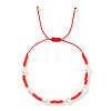 Glass Seed Bead & Plastic Imitation Pearl Beads Braided Bracelets for Women JS2905-1-1