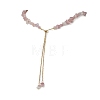 Adjustable Natural Rose Quartz Chip Beaded Necklaces NJEW-JN05932-5