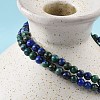 Natural Chrysocolla and Lapis Lazuli Round Bead Stretch Bracelets X-BJEW-L594-B04-2