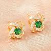 Brass Micro Pave Cubic Zirconia Stud Earrings for Women KK-A305-10G-02-1