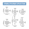 12Pcs 6 Styles 201 Stainless Steel Pendants STAS-DC0013-90-2