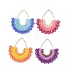 4Pcs 4 Colors Glass Seed Beaded & Glass Pendants PALLOY-MZ01371-1