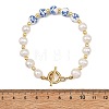 Natural Cultured Freshwater Pearl & Handmade Porcelain & Non-magnetic Synthetic Hematite Beaded Bracelets for Women BJEW-JB13964-4