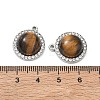 304 Stainless Steel & Natural Tiger Eye Pendants SA-CBA11D7-04P-3