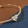 Brass Micro Pave Clear Cubic Zirconia Cuff Bangles KK-D112-04G-5