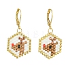 Christmas 304 Stainless Steel with Glass Cylinder Seed Beads Dangle Earrings EJEW-MZ00819-2