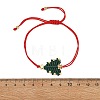 Adjustable Christmas Tree Braided Nylon String Bracelets with Brass Star BJEW-TA00762-02-4