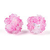 Polymer Clay Rhinestone Beads with Embossed Resin Roses RESI-T059-04H-1