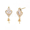 Brass Micro Pave Clear Cubic Zirconia Earring Findings KK-S356-438-NF-1
