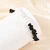 Natural Obsidian & Glass Chip Steel Memory Wire Cuff Bangles for Women BJEW-JB14381-2
