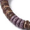 7Pcs 7 Color Dyed Natural Lava Rock & Coconut Disc Beaded Stretch Bracelets Set BJEW-JB09827-4