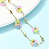 304 Stainless Steel & Synthetic Stone Daisy Flower Chain Anklets for Women AJEW-B031-01G-01-2