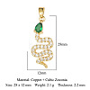 Brass Micro Pave Cubic Zirconia Pendants ZIRC-ZIRC-OY001-24-G-2