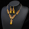 Teardrop Alloy Rhinestone Pendant Necklaces & Stud Dangle Earrings Sets FS-WGB9BB4-06-2