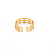 Ion Plating(IP) 304 Stainless Steel Bamboo Shape Open Cuff Ring for Women RJEW-S405-201G-2