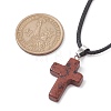 Natural Mahogany Obsidian Cross Pendant Necklaces NJEW-JN04624-01-2