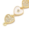 Brass Micro Pave Clear Cubic Zirconia 7 Heart Links Connector Charms KK-H539-14G-03-2