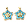 Rack Plating Brass Micro Pave Cubic Zirconia Pendants KK-P268-11C-G-2