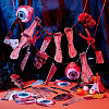 7 Bags 7 Style Halloween Decoration Paper Bleeding Saw Machete Knife Skull Eye Hand Bat Flag Banners AJEW-GA0006-13-5