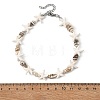 Ocean Natural Spiral Shell & Synthetic Turquoise Beaded Anklets AJEW-AN00830-3
