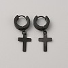 304 Stainless Steel Cross Dangle Hoop Earrings for Women EJEW-WH0014-13EB-1