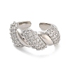 Twist Brass Micro Pave Clear Cubic Zirconia Open Cuff Ring for Women RJEW-C102-04P-2