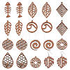 20Pcs 10 Style Natural Walnut Wood Pendants WOOD-CA0001-60-1