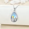 Alloy Glass Teardrop with Snow Mountain Pendant Necklaces WG78F70-01-3