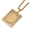 304 Stainless Steel Hollow Rectangle with Cross Pendant Box Chain Necklaces NJEW-D089-06G-1